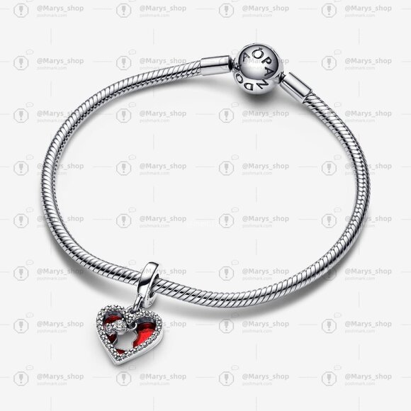 Pandora Red Heart & Keyhole Double Dangle Charm - Picture 3 of 5